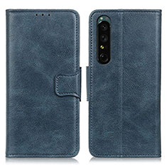 Custodia Portafoglio In Pelle Cover con Supporto M09L per Sony Xperia 1 IV Blu