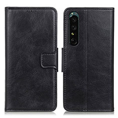 Custodia Portafoglio In Pelle Cover con Supporto M09L per Sony Xperia 1 IV Nero