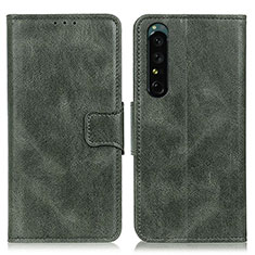 Custodia Portafoglio In Pelle Cover con Supporto M09L per Sony Xperia 1 IV SO-51C Verde