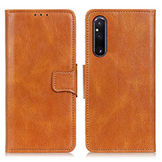 Custodia Portafoglio In Pelle Cover con Supporto M09L per Sony Xperia 1 V Marrone