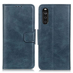 Custodia Portafoglio In Pelle Cover con Supporto M09L per Sony Xperia 10 III Blu