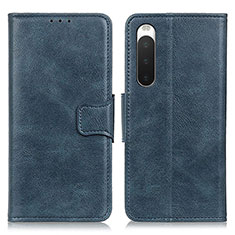 Custodia Portafoglio In Pelle Cover con Supporto M09L per Sony Xperia 10 IV Blu