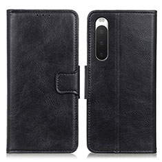 Custodia Portafoglio In Pelle Cover con Supporto M09L per Sony Xperia 10 IV Nero