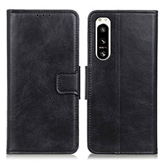 Custodia Portafoglio In Pelle Cover con Supporto M09L per Sony Xperia 5 IV Nero