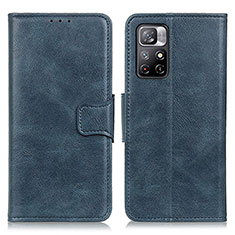 Custodia Portafoglio In Pelle Cover con Supporto M09L per Xiaomi Poco M4 Pro 5G Blu