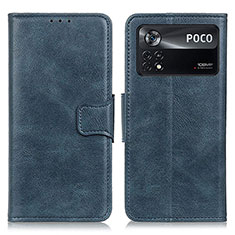 Custodia Portafoglio In Pelle Cover con Supporto M09L per Xiaomi Poco X4 Pro 5G Blu