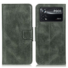 Custodia Portafoglio In Pelle Cover con Supporto M09L per Xiaomi Poco X4 Pro 5G Verde