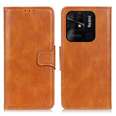 Custodia Portafoglio In Pelle Cover con Supporto M09L per Xiaomi Redmi 10 India Marrone