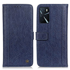 Custodia Portafoglio In Pelle Cover con Supporto M10L per Oppo A16 Blu