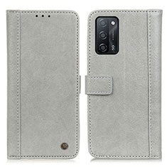 Custodia Portafoglio In Pelle Cover con Supporto M10L per Oppo A53s 5G Grigio