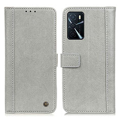 Custodia Portafoglio In Pelle Cover con Supporto M10L per Oppo A54s Grigio