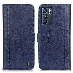 Custodia Portafoglio In Pelle Cover con Supporto M10L per Oppo Reno6 5G Blu