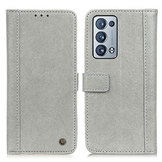 Custodia Portafoglio In Pelle Cover con Supporto M10L per Oppo Reno6 Pro 5G Grigio