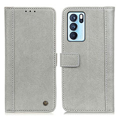 Custodia Portafoglio In Pelle Cover con Supporto M10L per Oppo Reno6 Pro 5G India Grigio