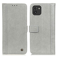 Custodia Portafoglio In Pelle Cover con Supporto M10L per Samsung Galaxy A03 Grigio