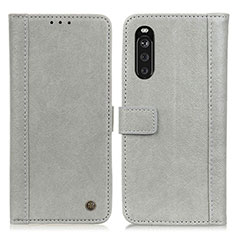 Custodia Portafoglio In Pelle Cover con Supporto M10L per Sony Xperia 10 III Lite Grigio