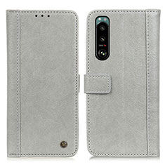 Custodia Portafoglio In Pelle Cover con Supporto M10L per Sony Xperia 5 III Grigio