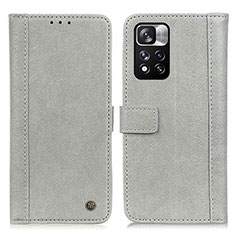 Custodia Portafoglio In Pelle Cover con Supporto M10L per Xiaomi Poco X4 NFC Grigio