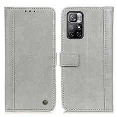 Custodia Portafoglio In Pelle Cover con Supporto M10L per Xiaomi Redmi Note 11 5G Grigio