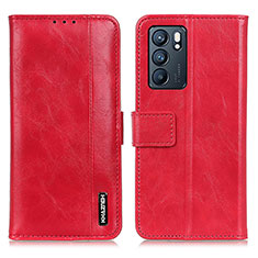 Custodia Portafoglio In Pelle Cover con Supporto M11L per Oppo Reno6 5G Rosso