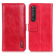 Custodia Portafoglio In Pelle Cover con Supporto M11L per Sony Xperia 1 III Rosso