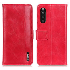 Custodia Portafoglio In Pelle Cover con Supporto M11L per Sony Xperia 10 III SOG04 Rosso