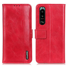 Custodia Portafoglio In Pelle Cover con Supporto M11L per Sony Xperia 5 III SO-53B Rosso