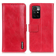 Custodia Portafoglio In Pelle Cover con Supporto M11L per Xiaomi Redmi Note 11 4G (2021) Rosso