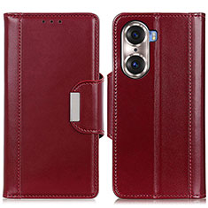 Custodia Portafoglio In Pelle Cover con Supporto M13L per Huawei Honor 60 5G Rosso