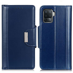 Custodia Portafoglio In Pelle Cover con Supporto M13L per Oppo Reno5 F Blu