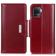 Custodia Portafoglio In Pelle Cover con Supporto M13L per Oppo Reno5 Lite Rosso