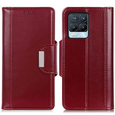 Custodia Portafoglio In Pelle Cover con Supporto M13L per Realme 8 Pro Rosso