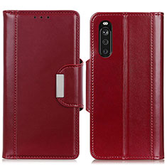 Custodia Portafoglio In Pelle Cover con Supporto M13L per Sony Xperia 10 III Lite Rosso