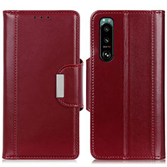 Custodia Portafoglio In Pelle Cover con Supporto M13L per Sony Xperia 5 III Rosso