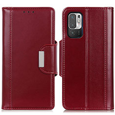 Custodia Portafoglio In Pelle Cover con Supporto M13L per Xiaomi Redmi Note 10 5G Rosso