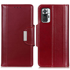 Custodia Portafoglio In Pelle Cover con Supporto M13L per Xiaomi Redmi Note 10 Pro 4G Rosso