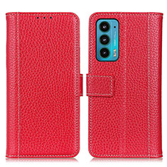 Custodia Portafoglio In Pelle Cover con Supporto M14L per Motorola Moto Edge 20 5G Rosso