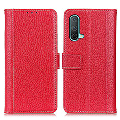 Custodia Portafoglio In Pelle Cover con Supporto M14L per OnePlus Nord CE 5G Rosso