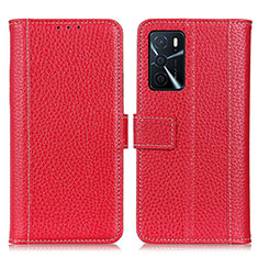 Custodia Portafoglio In Pelle Cover con Supporto M14L per Oppo A16s Rosso