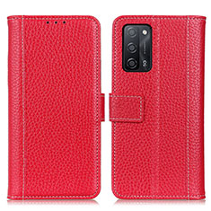 Custodia Portafoglio In Pelle Cover con Supporto M14L per Oppo A53s 5G Rosso