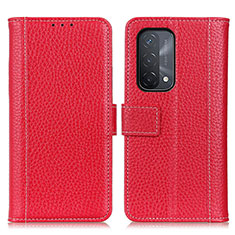 Custodia Portafoglio In Pelle Cover con Supporto M14L per Oppo A54 5G Rosso