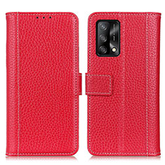 Custodia Portafoglio In Pelle Cover con Supporto M14L per Oppo F19 Rosso