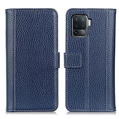 Custodia Portafoglio In Pelle Cover con Supporto M14L per Oppo Reno5 F Blu