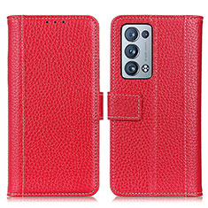 Custodia Portafoglio In Pelle Cover con Supporto M14L per Oppo Reno6 Pro+ Plus 5G Rosso