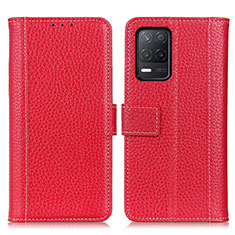 Custodia Portafoglio In Pelle Cover con Supporto M14L per Realme 8 5G Rosso