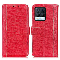 Custodia Portafoglio In Pelle Cover con Supporto M14L per Realme 8 Pro Rosso