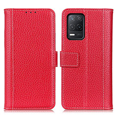 Custodia Portafoglio In Pelle Cover con Supporto M14L per Realme 9 5G India Rosso