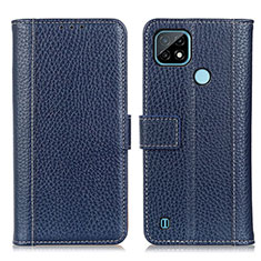 Custodia Portafoglio In Pelle Cover con Supporto M14L per Realme C21 Blu