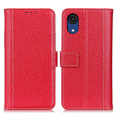 Custodia Portafoglio In Pelle Cover con Supporto M14L per Samsung Galaxy A03 Core Rosso
