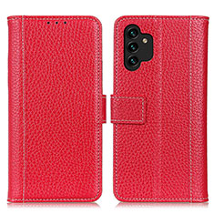 Custodia Portafoglio In Pelle Cover con Supporto M14L per Samsung Galaxy A04s Rosso